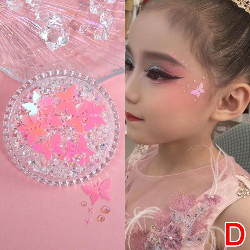 Facial makeup stickers, including face masks, children's bridal eye makeup, rhinestones, teardrops, pearls, butterflies, and stage makeup stickers.